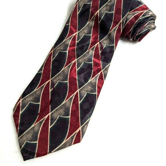 Vintage Men's 100% Silk Abstract Print Tie by Status - Picture 14 of 14